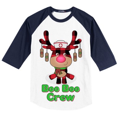 Christmas Boo Boo Crew Reindeer Nurse  Baseball Sleeve Shirt