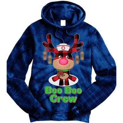 Christmas Boo Boo Crew Reindeer Nurse  Tie Dye Hoodie