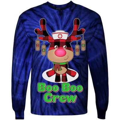 Christmas Boo Boo Crew Reindeer Nurse  Tie-Dye Long Sleeve Shirt