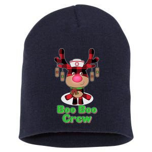 Christmas Boo Boo Crew Reindeer Nurse  Short Acrylic Beanie