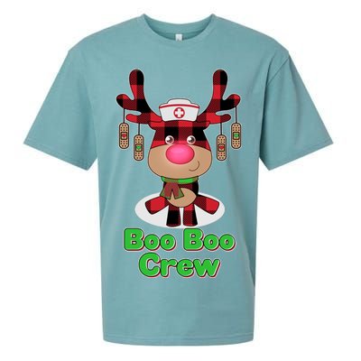 Christmas Boo Boo Crew Reindeer Nurse  Sueded Cloud Jersey T-Shirt