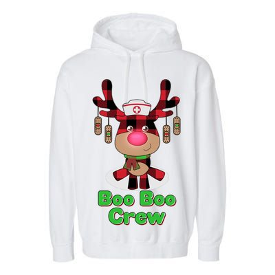 Christmas Boo Boo Crew Reindeer Nurse  Garment-Dyed Fleece Hoodie