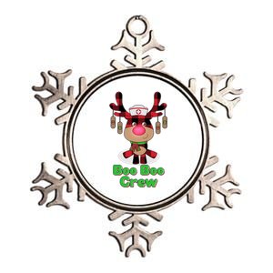 Christmas Boo Boo Crew Reindeer Nurse  Metallic Star Ornament