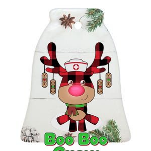 Christmas Boo Boo Crew Reindeer Nurse  Ceramic Bell Ornament