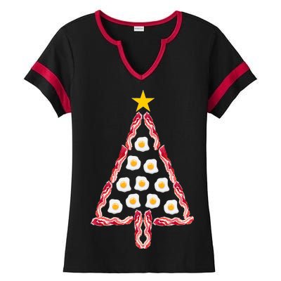 Christmas Breakfast Tree Bacon And Eggs Ladies Halftime Notch Neck Tee