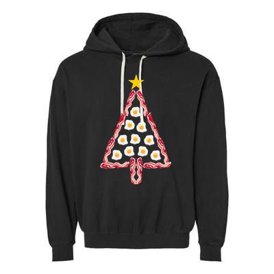 Christmas Breakfast Tree Bacon And Eggs Garment-Dyed Fleece Hoodie
