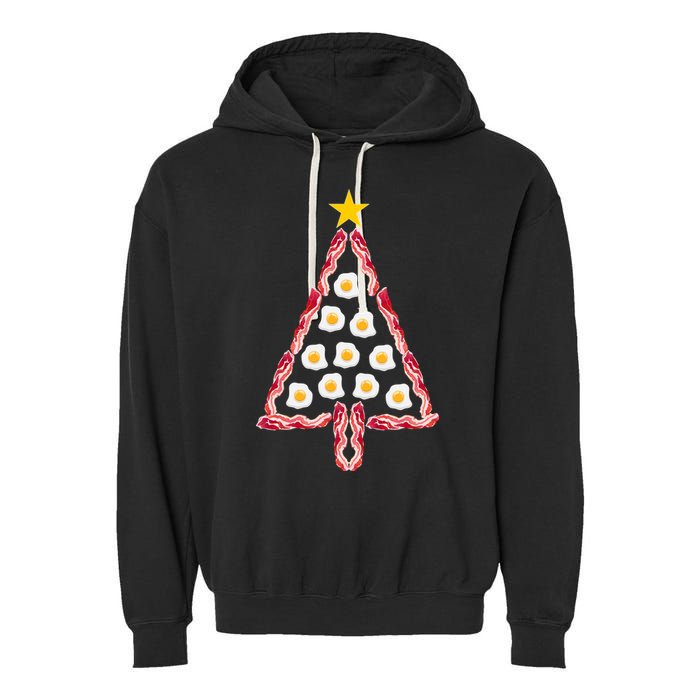 Christmas Breakfast Tree Bacon And Eggs Garment-Dyed Fleece Hoodie