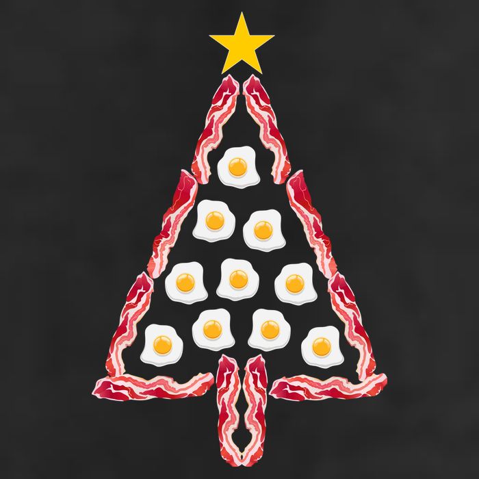 Christmas Breakfast Tree Bacon And Eggs Garment-Dyed Fleece Hoodie