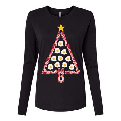 Christmas Breakfast Tree Bacon And Eggs Womens Cotton Relaxed Long Sleeve T-Shirt