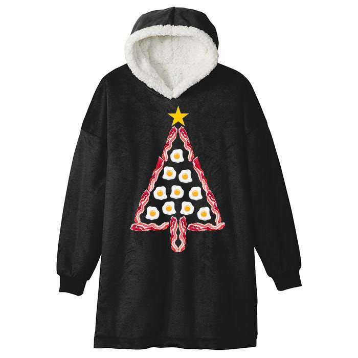Christmas Breakfast Tree Bacon And Eggs Hooded Wearable Blanket