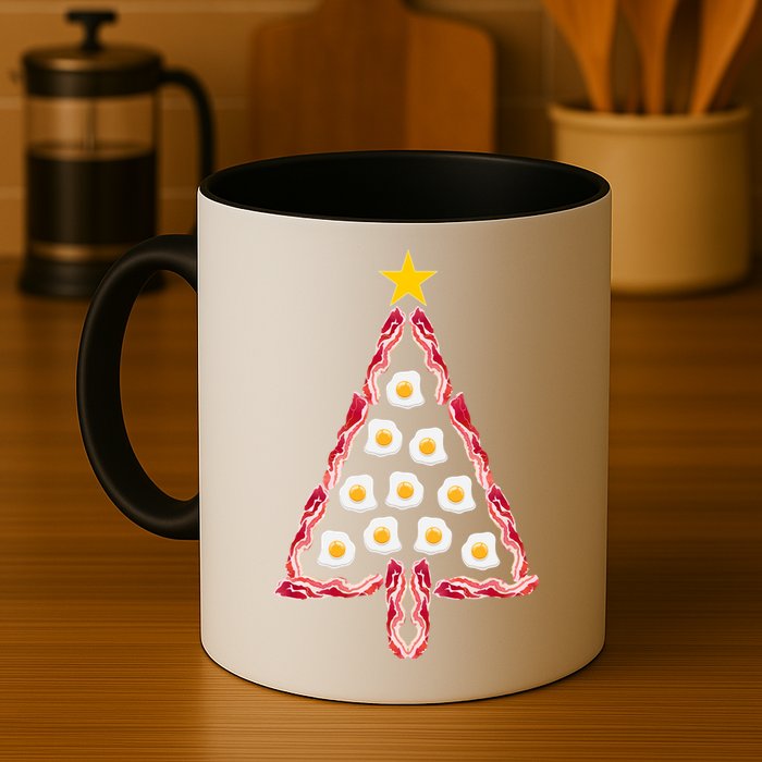 Christmas Breakfast Tree Bacon And Eggs Mug