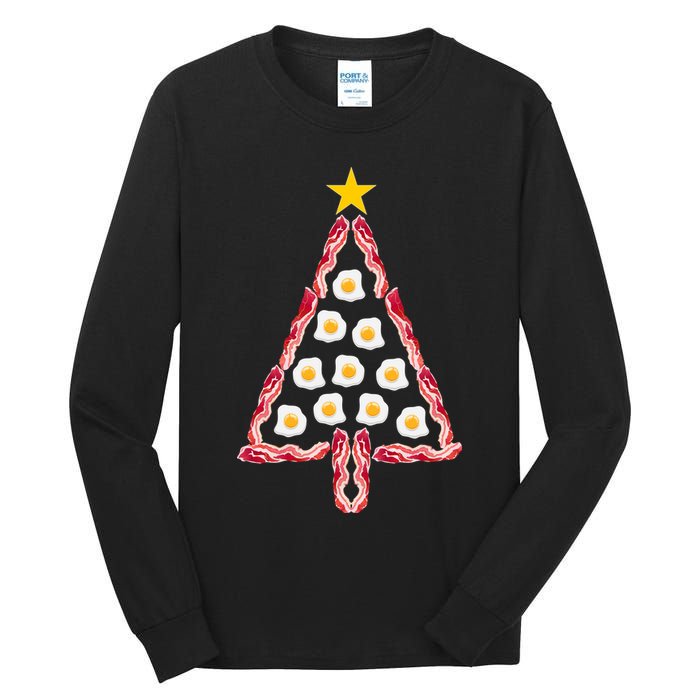 Christmas Breakfast Tree Bacon And Eggs Tall Long Sleeve T-Shirt