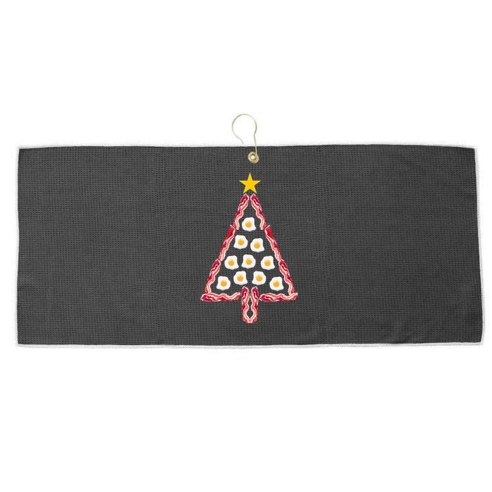 Christmas Breakfast Tree Bacon And Eggs Large Microfiber Waffle Golf Towel
