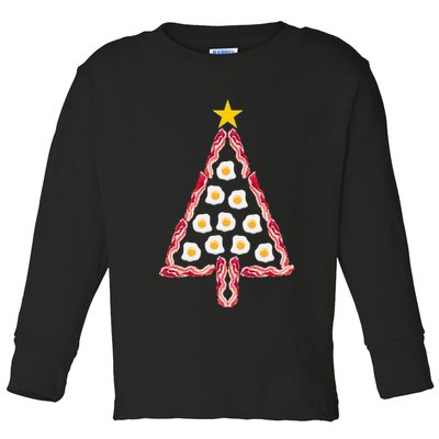 Christmas Breakfast Tree Bacon And Eggs Toddler Long Sleeve Shirt