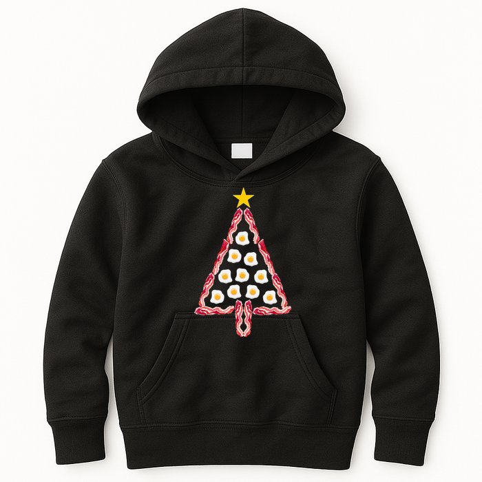 Christmas Breakfast Tree Bacon And Eggs Kids Hoodie