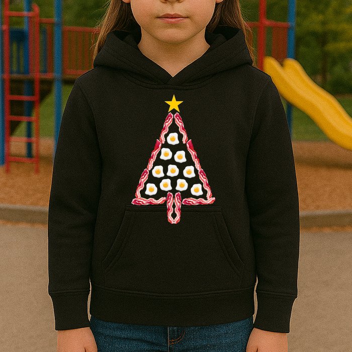 Christmas Breakfast Tree Bacon And Eggs Kids Hoodie