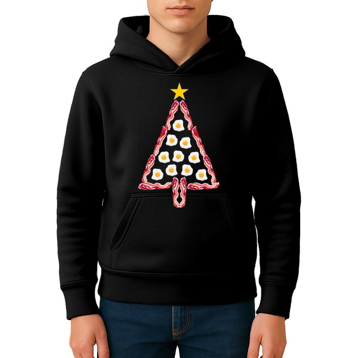 Christmas Breakfast Tree Bacon And Eggs Kids Hoodie