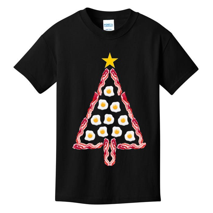 Christmas Breakfast Tree Bacon And Eggs Kids T-Shirt
