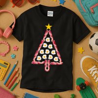 Christmas Breakfast Tree Bacon And Eggs Kids T-Shirt