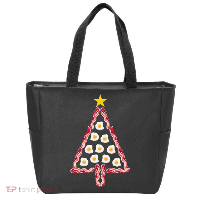 Christmas Breakfast Tree Bacon And Eggs Zip Tote Bag