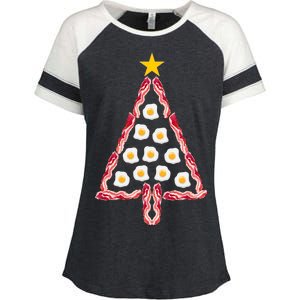 Christmas Breakfast Tree Bacon And Eggs Enza Ladies Jersey Colorblock Tee