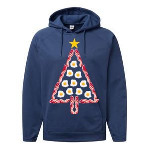 Christmas Breakfast Tree Bacon And Eggs Performance Fleece Hoodie