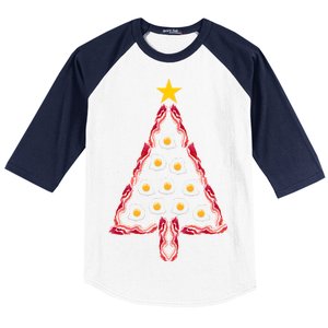 Christmas Breakfast Tree Bacon And Eggs Baseball Sleeve Shirt