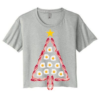 Christmas Breakfast Tree Bacon And Eggs Women's Crop Top Tee