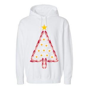 Christmas Breakfast Tree Bacon And Eggs Garment-Dyed Fleece Hoodie