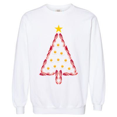 Christmas Breakfast Tree Bacon And Eggs Garment-Dyed Sweatshirt
