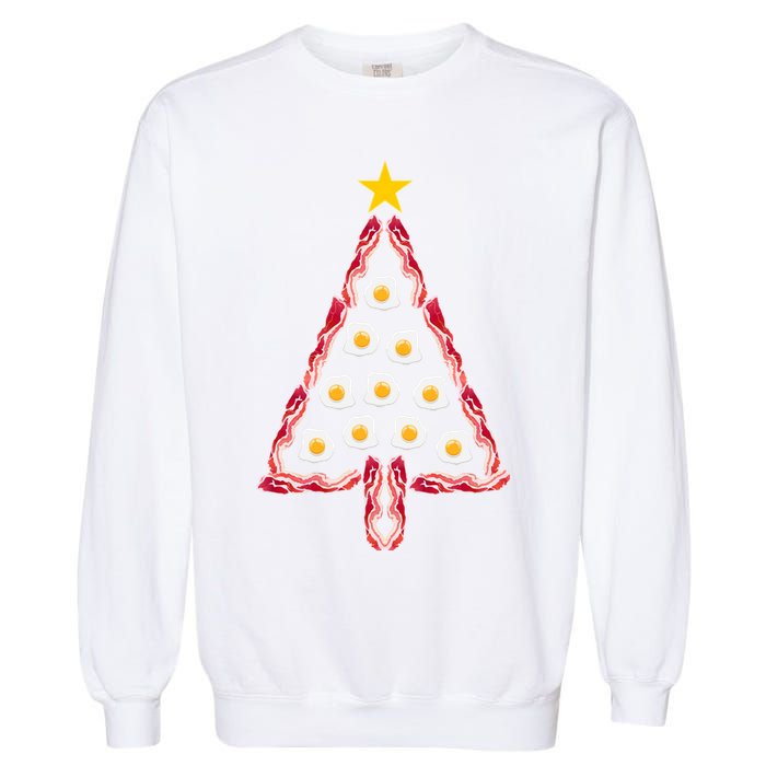 Christmas Breakfast Tree Bacon And Eggs Garment-Dyed Sweatshirt