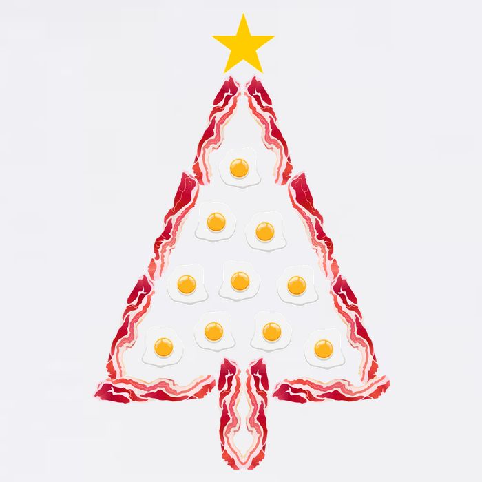 Christmas Breakfast Tree Bacon And Eggs Garment-Dyed Sweatshirt