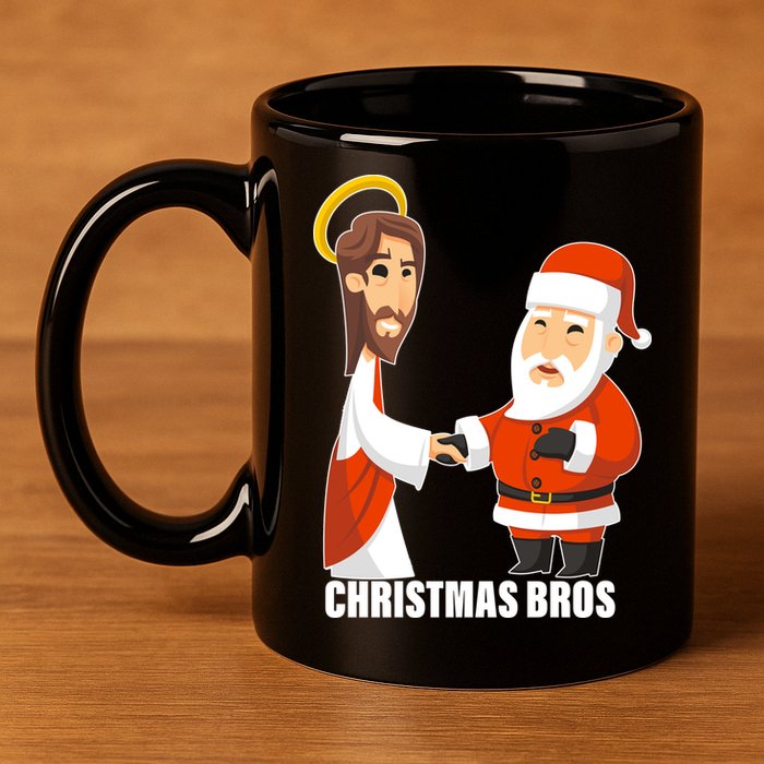 Christmas Bros Jesus And Santa 11oz C Handle Ceramic Mug