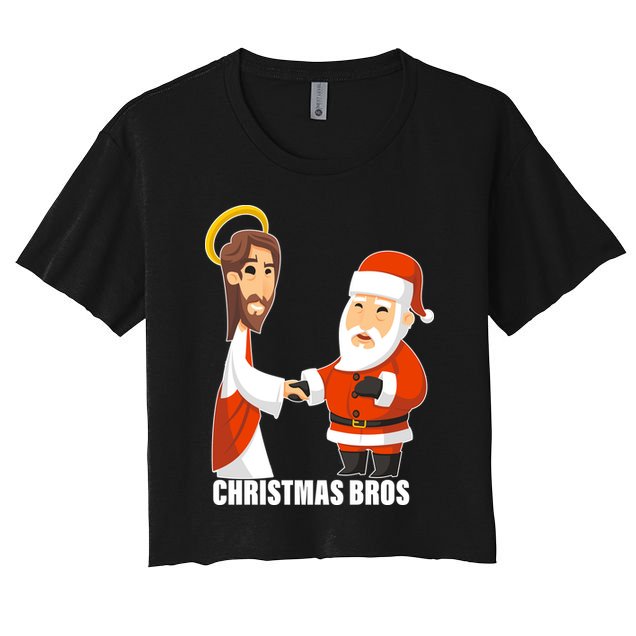 Christmas Bros Jesus And Santa Crop Top