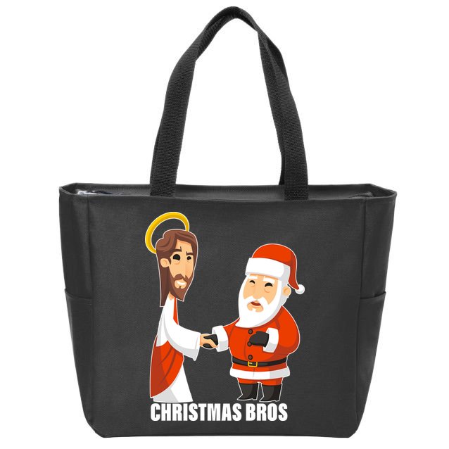 Christmas Bros Jesus And Santa Zip Tote Bag