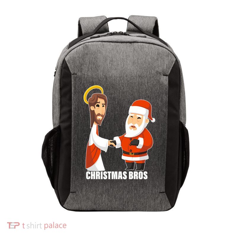 Christmas Bros Jesus And Santa Vector Backpack