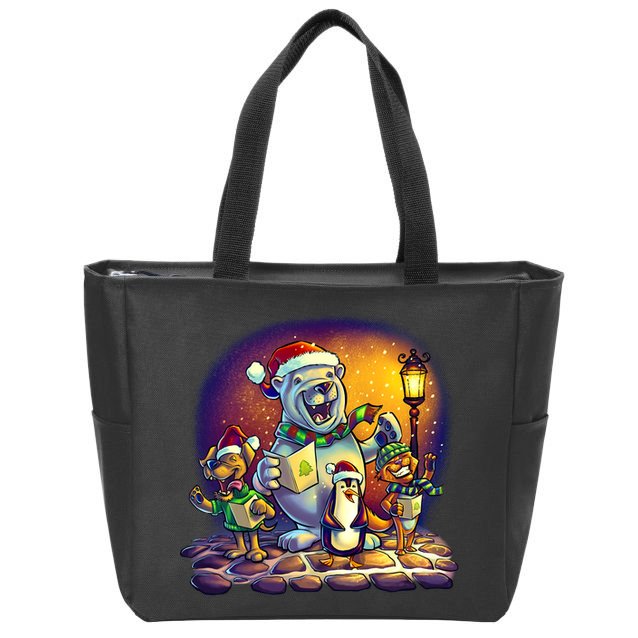 Christmas Carolers Zip Tote Bag
