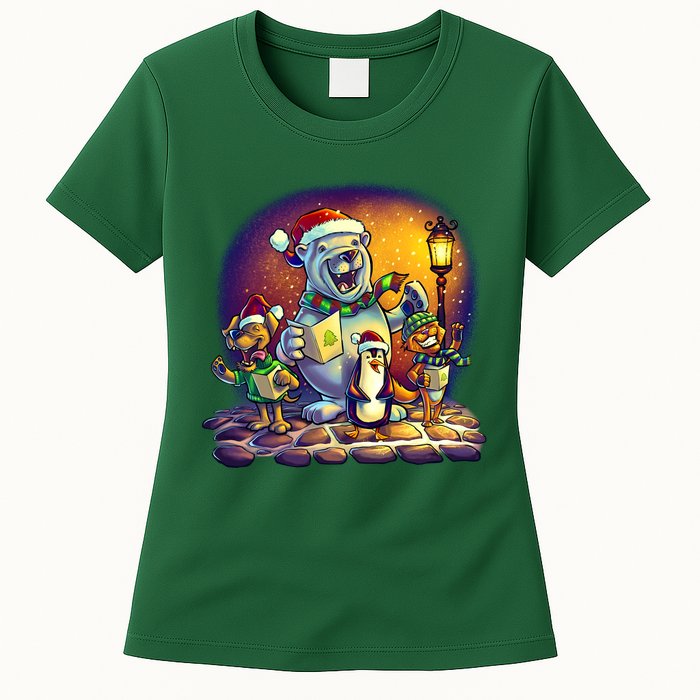 Christmas Carolers Womens T-Shirt