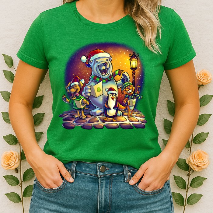 Christmas Carolers Womens T-Shirt