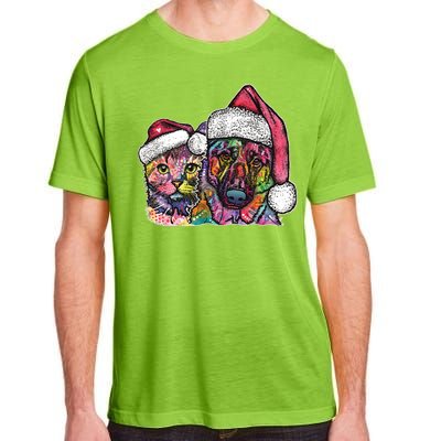 Christmas Cat & Dog W/Hat Dean Russo Adult ChromaSoft Performance T-Shirt