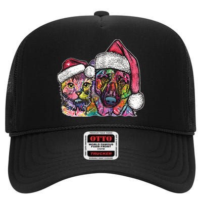 Christmas Cat & Dog W/Hat Dean Russo High Crown Mesh Back Trucker Hat