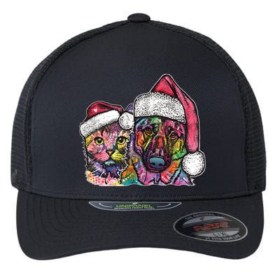 Christmas Cat & Dog W/Hat Dean Russo Flexfit Unipanel Trucker Cap