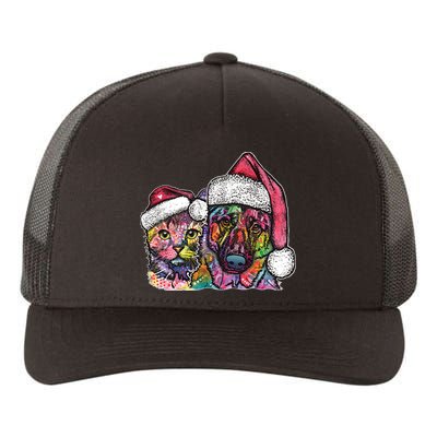 Christmas Cat & Dog W/Hat Dean Russo Yupoong Adult 5-Panel Trucker Hat