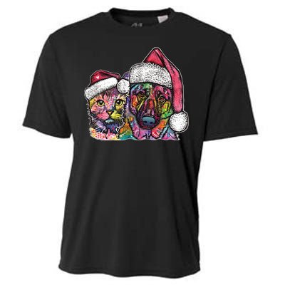 Christmas Cat & Dog W/Hat Dean Russo Cooling Performance Crew T-Shirt