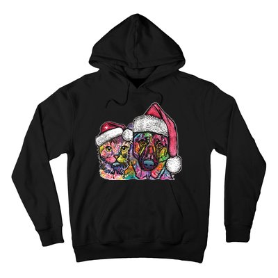 Christmas Cat & Dog W/Hat Dean Russo Hoodie