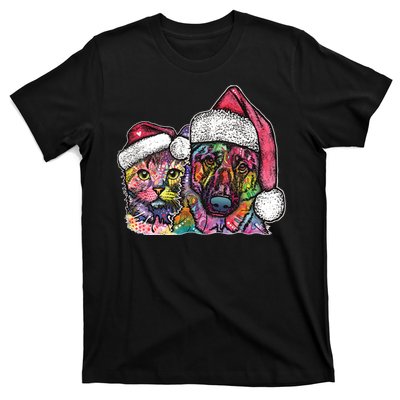 Christmas Cat & Dog W/Hat Dean Russo T-Shirt