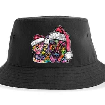 Christmas Cat & Dog W/Hat Dean Russo Sustainable Bucket Hat