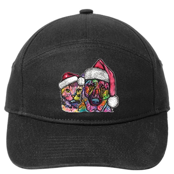 Christmas Cat & Dog W/Hat Dean Russo 7-Panel Snapback Hat