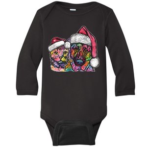 Christmas Cat & Dog W/Hat Dean Russo Baby Long Sleeve Bodysuit