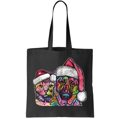 Christmas Cat & Dog W/Hat Dean Russo Tote Bag